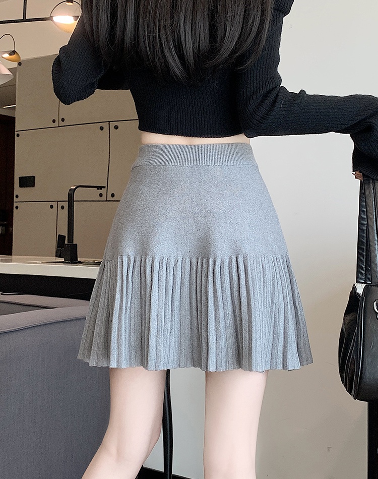 Pleated slim autumn short skirt A-line bow skirt for women