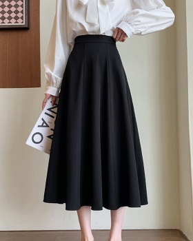 High waist A-line skirt black long business suit for women