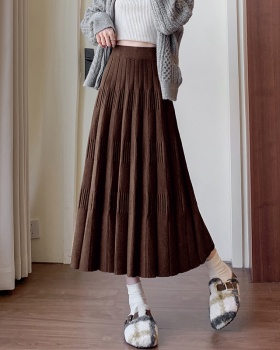 Knitted long dress big skirt skirt for women