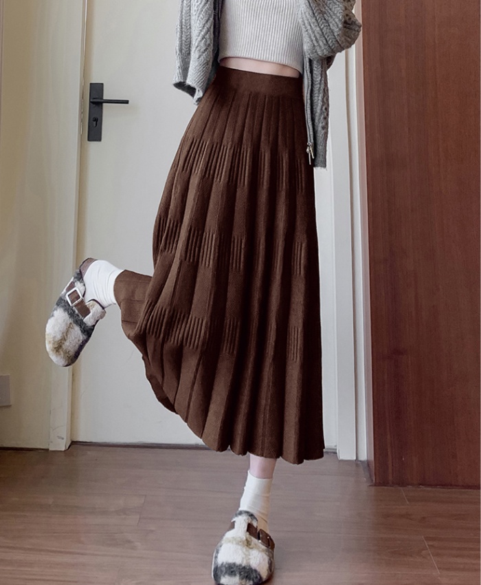 Knitted long dress big skirt skirt for women