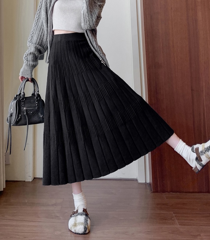 Knitted long dress big skirt skirt for women