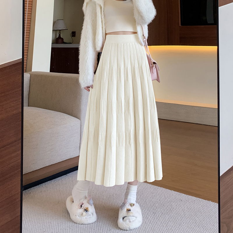 Knitted long dress big skirt skirt for women