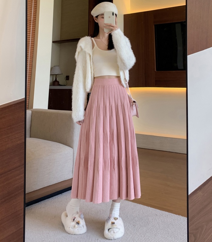 Knitted long dress big skirt skirt for women