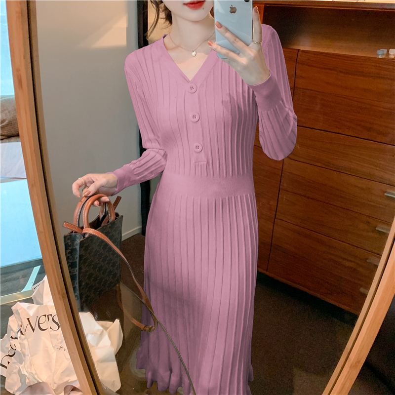 Bottoming retro sweater dress France style dress for women