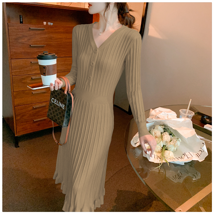 Bottoming retro sweater dress France style dress for women