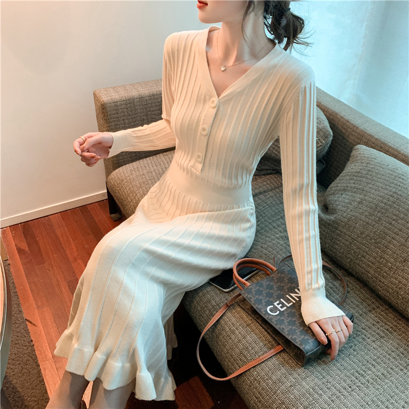 Bottoming retro sweater dress France style dress for women