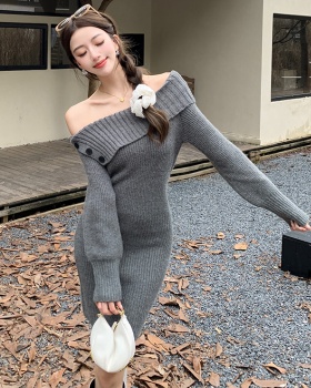 Package hip sexy dress temperament knitted sweater dress