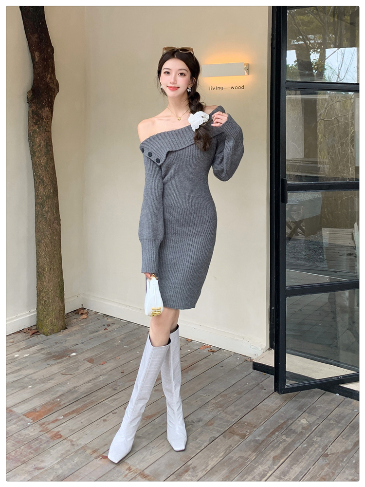 Package hip sexy dress temperament knitted sweater dress