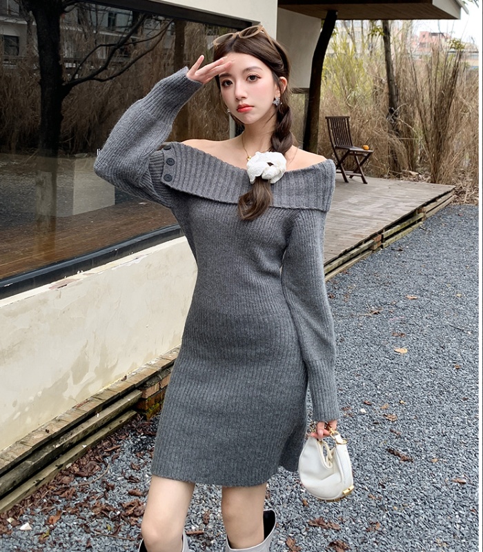 Package hip sexy dress temperament knitted sweater dress