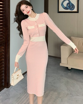 Knitted chanelstyle dress long autumn and winter long dress