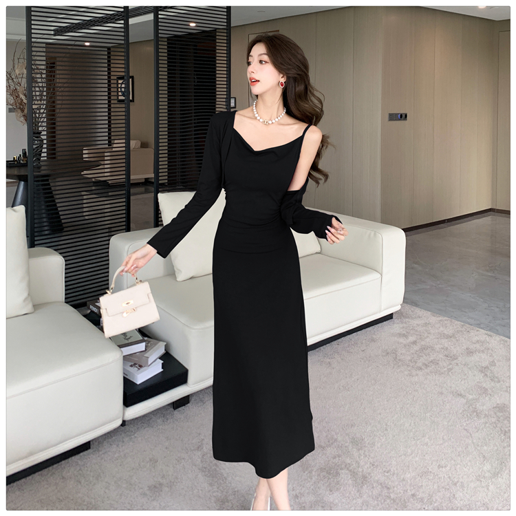 Package hip sling sexy cardigan autumn lazy dress 2pcs set