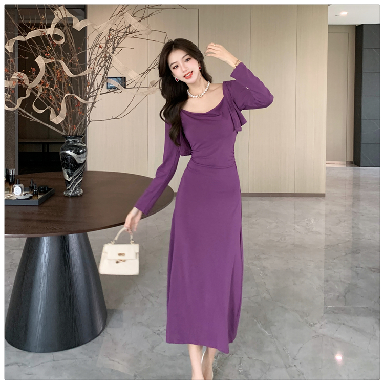 Package hip sling sexy cardigan autumn lazy dress 2pcs set