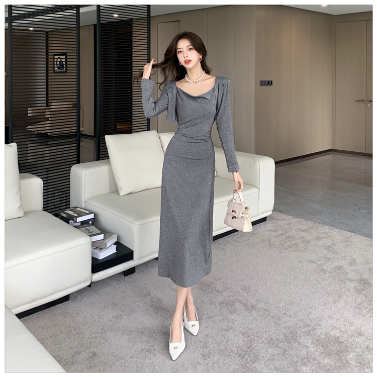 Package hip sling sexy cardigan autumn lazy dress 2pcs set