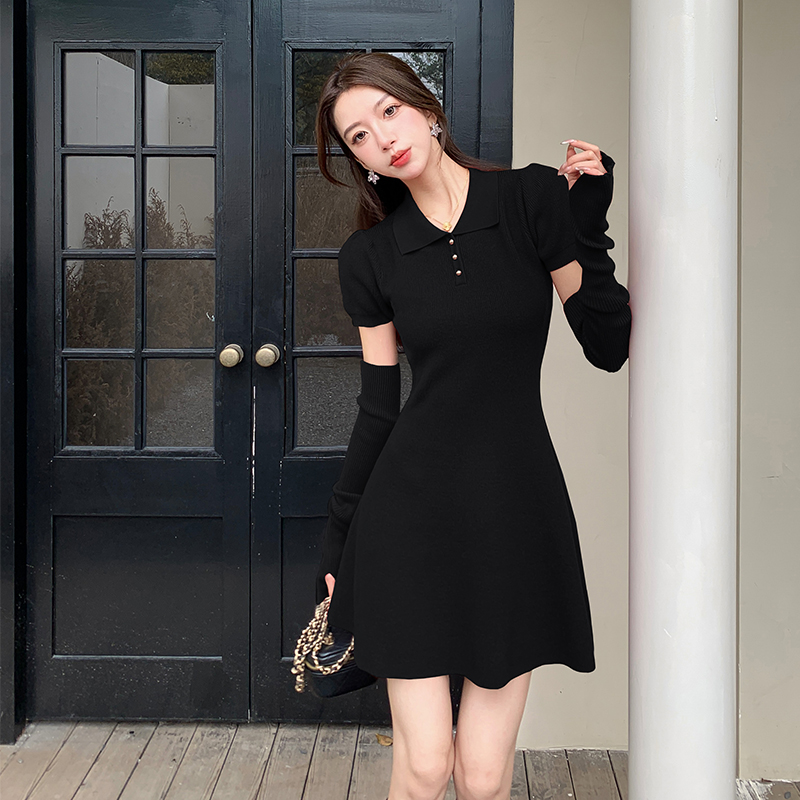 Autumn and winter knitted T-back slim dress for women