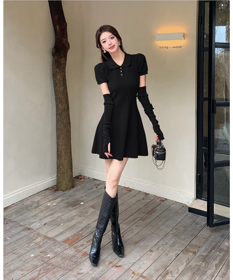 Autumn and winter knitted T-back slim dress for women