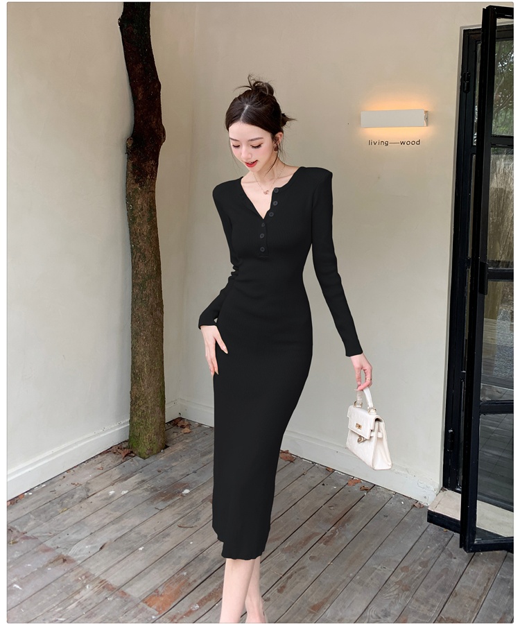 Autumn and winter dress knitted long dress for women