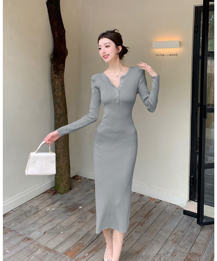 Autumn and winter dress knitted long dress for women