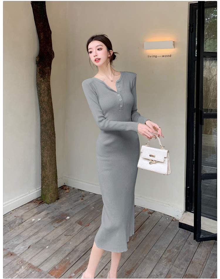 Autumn and winter dress knitted long dress for women