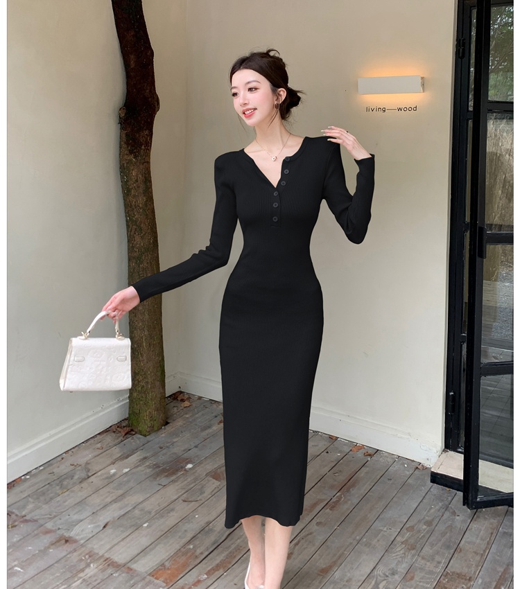 Autumn and winter dress knitted long dress for women