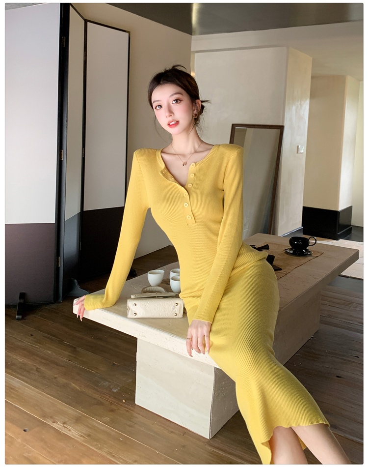 Autumn and winter dress knitted long dress for women