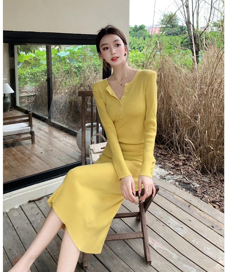 Autumn and winter dress knitted long dress for women