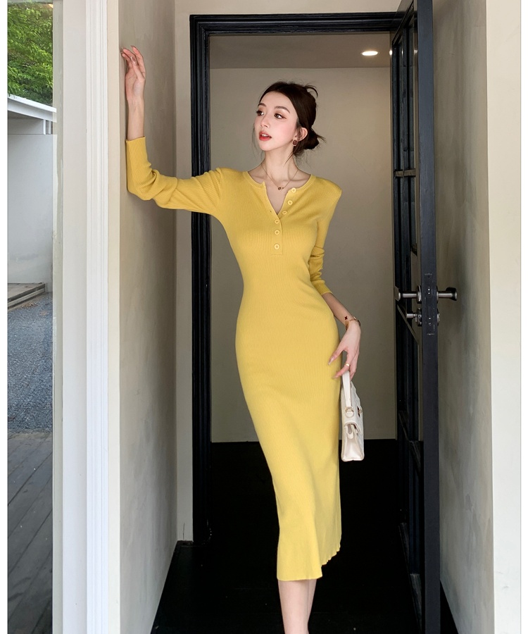 Autumn and winter dress knitted long dress for women