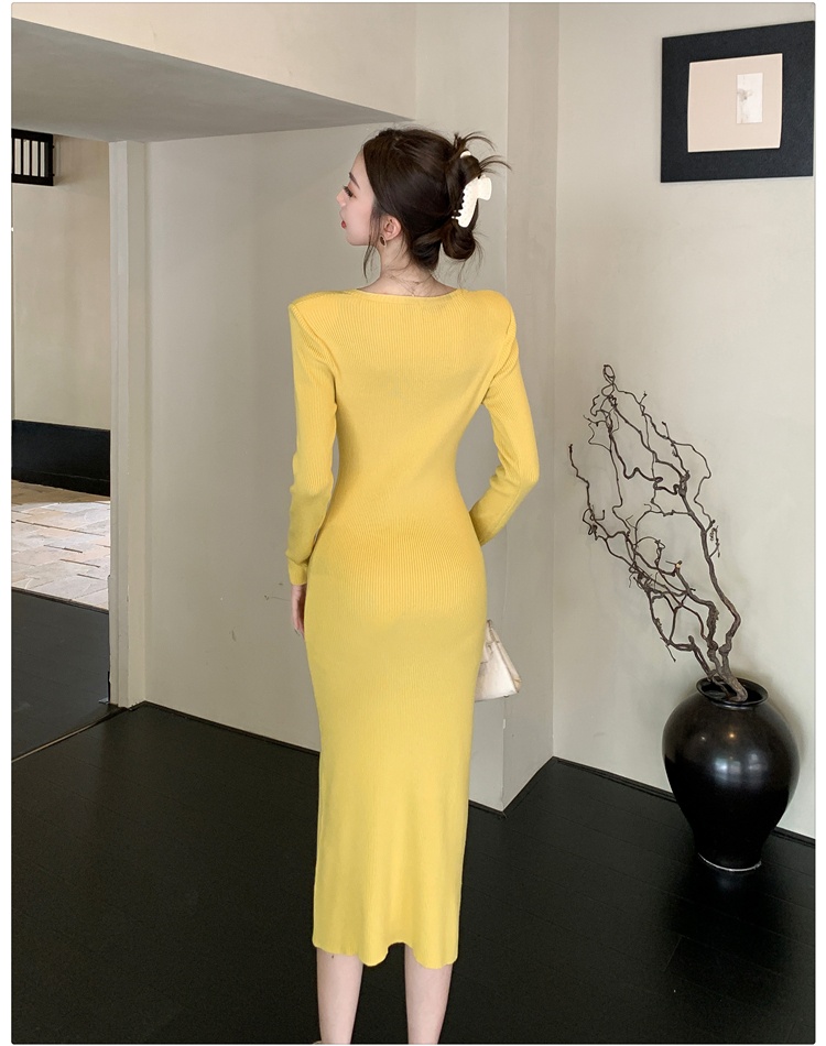 Autumn and winter dress knitted long dress for women