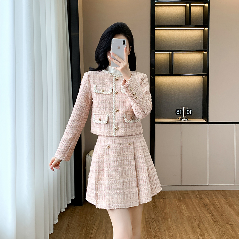 Paris sweet coat chanelstyle autumn short skirt a set