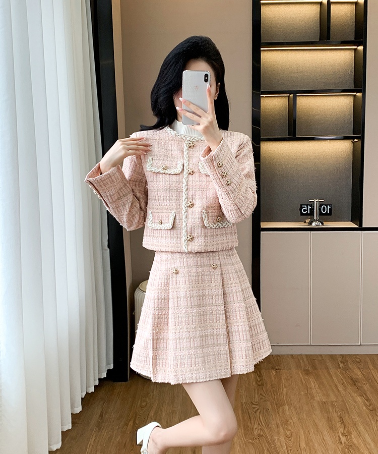 Paris sweet coat chanelstyle autumn short skirt a set