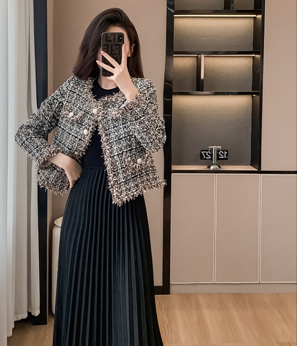 Ladies chanelstyle tops winter woolen coat for women