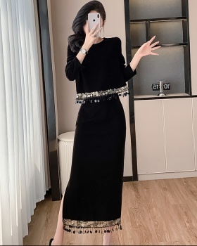 Round neck Korean style autumn skirt 2pcs set