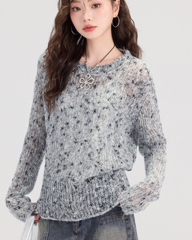 Casual lazy retro sweater hollow knitted autumn tops