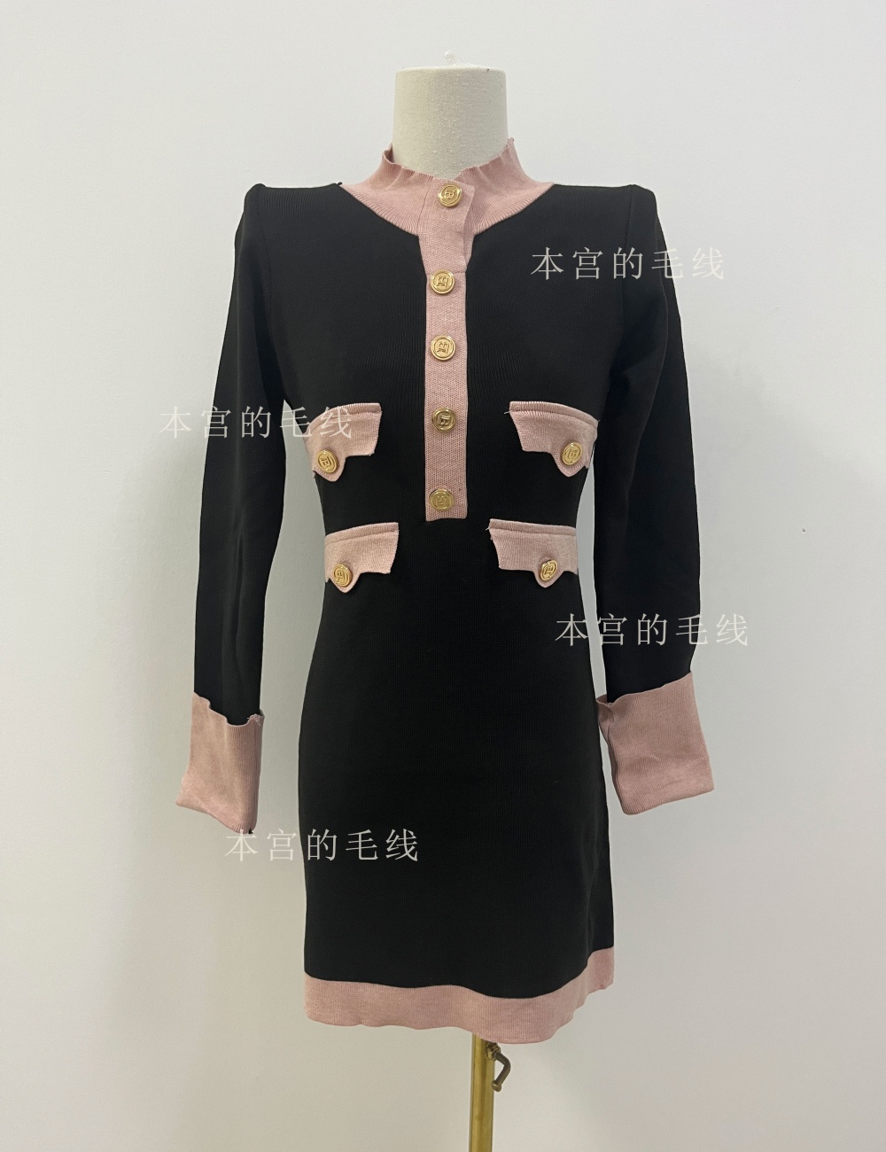 Autumn and winter knitted mixed colors dress for women