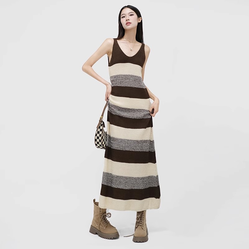 Bottoming autumn long dress mixed colors sling vest for women