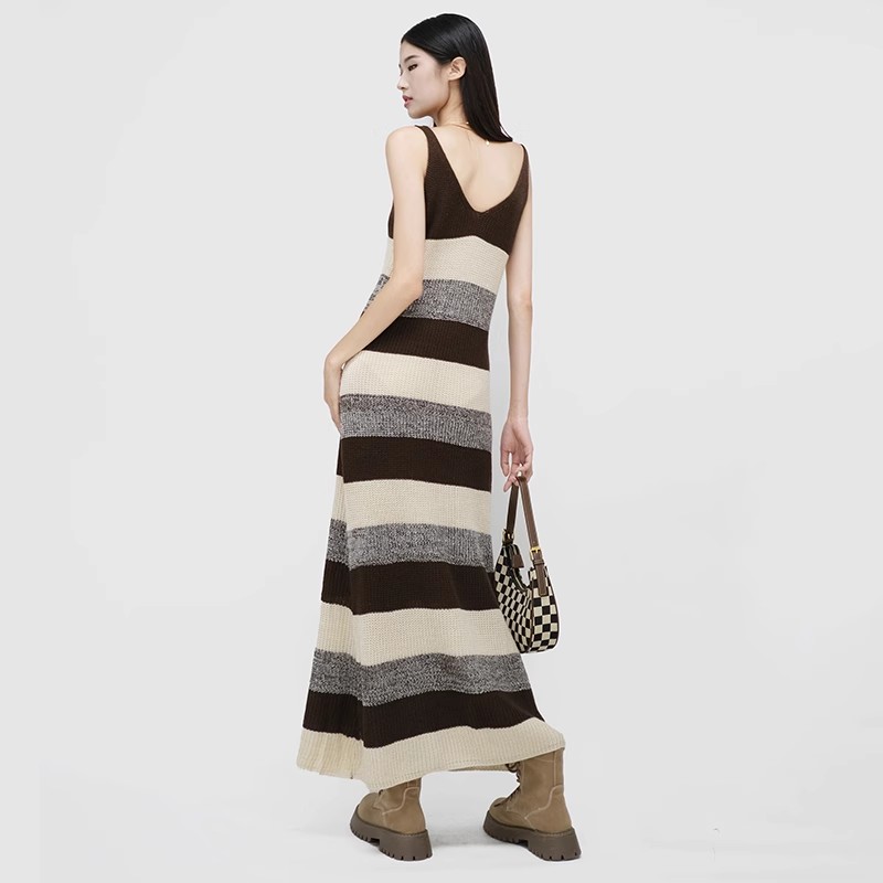 Bottoming autumn long dress mixed colors sling vest for women