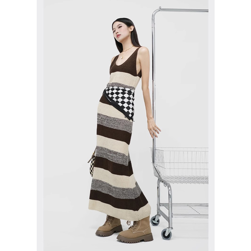 Bottoming autumn long dress mixed colors sling vest for women