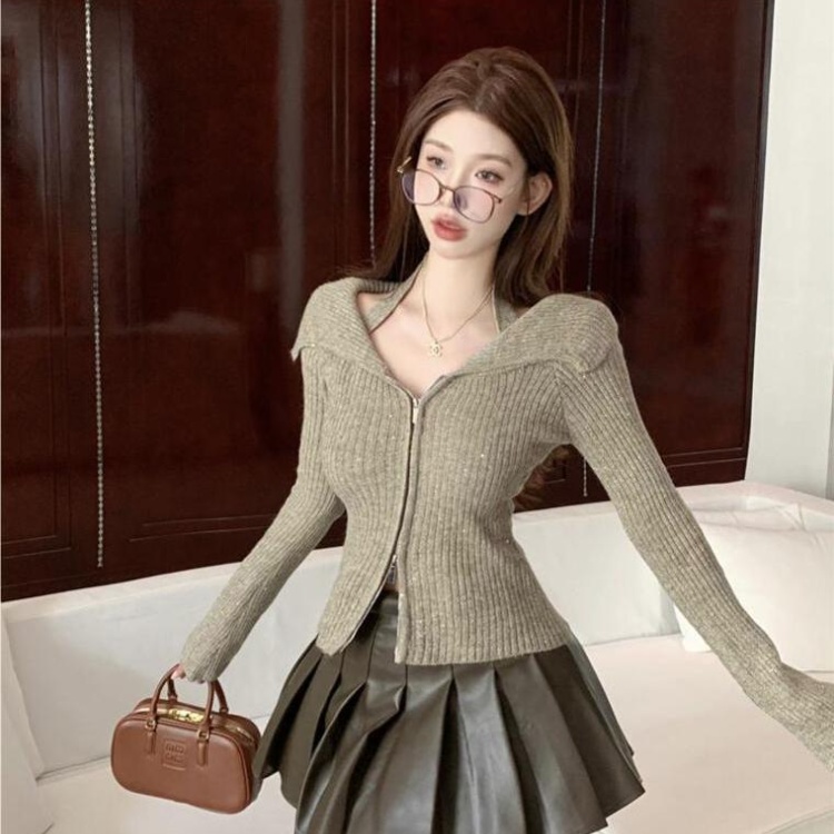 Long sleeve glitter autumn slim sweater