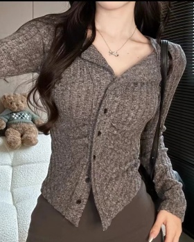 Slim long sleeve lapel tops temperament enticement cardigan