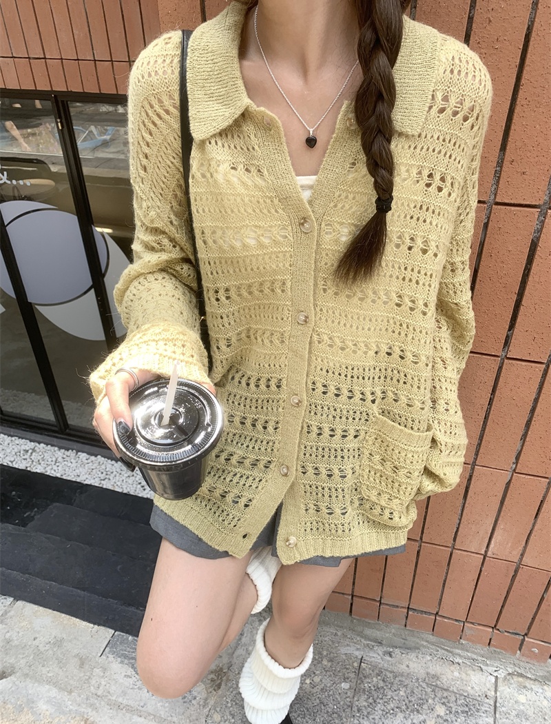 Hollow artistic cardigan knitted autumn coat