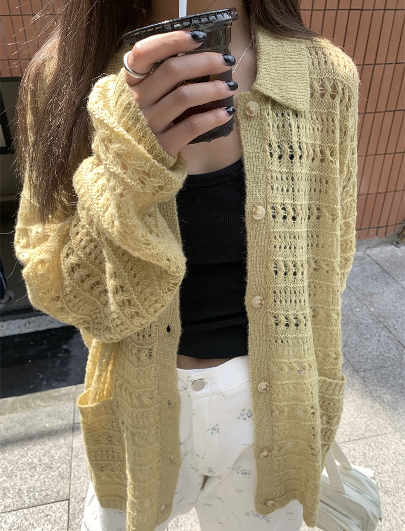 Hollow artistic cardigan knitted autumn coat