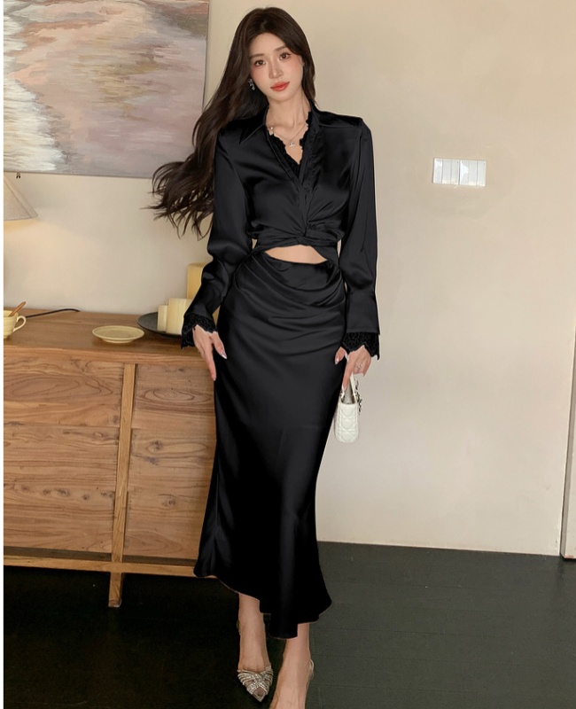 Slim niche long dress mermaid temperament shirt