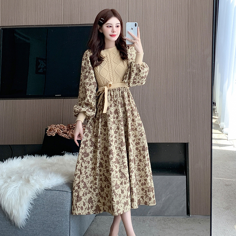 Knitwear bottoming retro fashion autumn tender dress