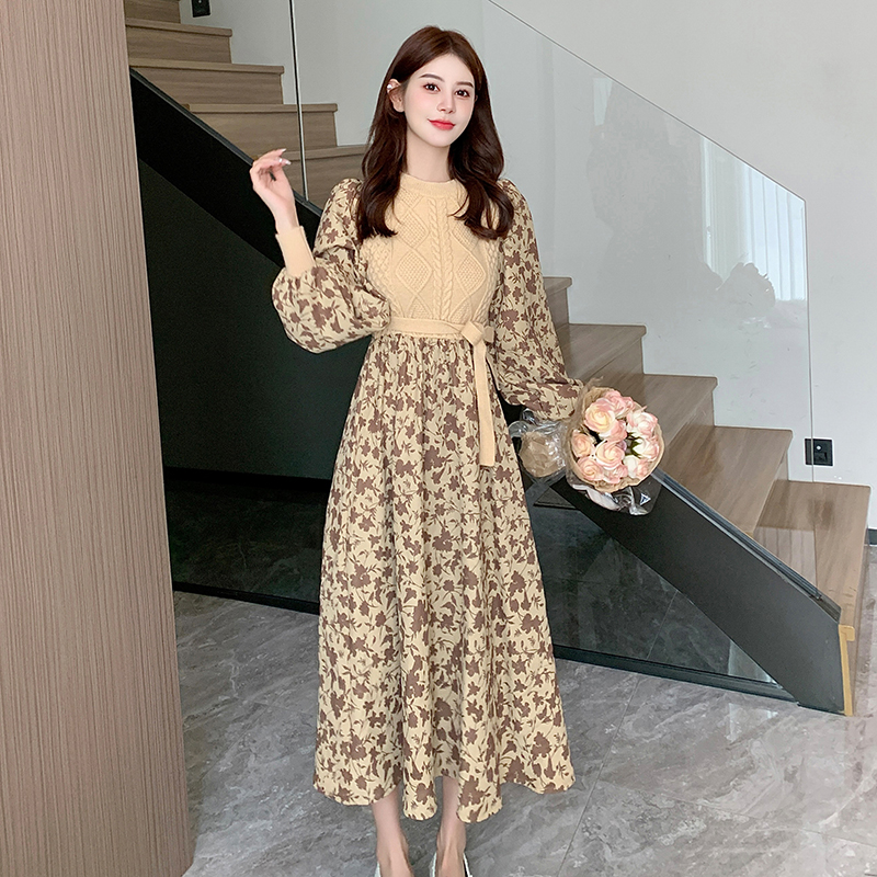 Knitwear bottoming retro fashion autumn tender dress