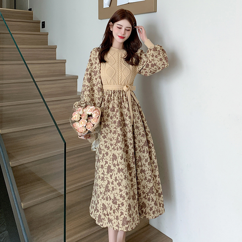 Knitwear bottoming retro fashion autumn tender dress