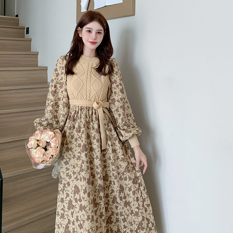 Knitwear bottoming retro fashion autumn tender dress