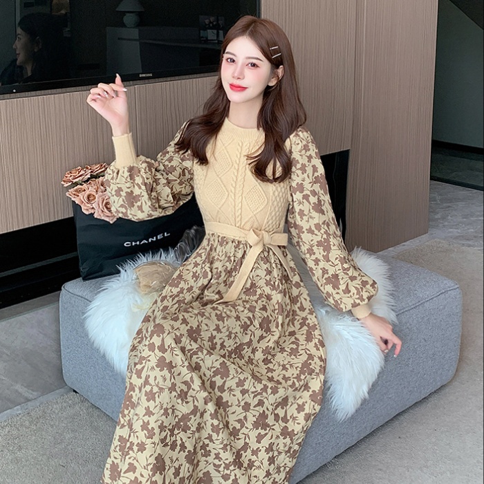 Knitwear bottoming retro fashion autumn tender dress