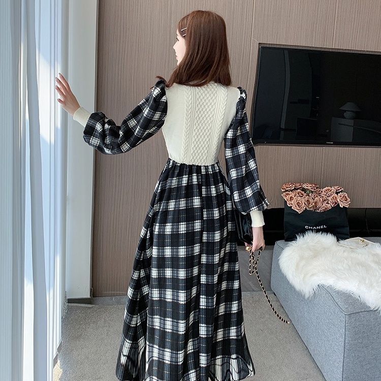 Autumn fashionable all-match dress Korean style plaid jumpsuit