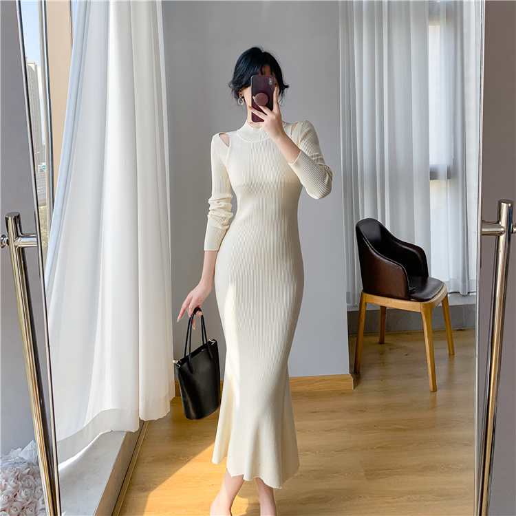 Slim dress show high sweater dress for women