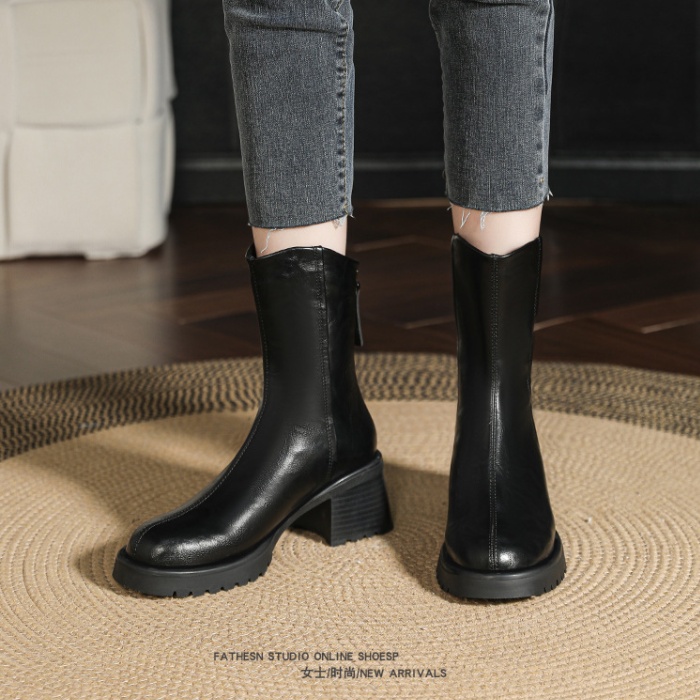 Thick British style short boots retro martin boots for women