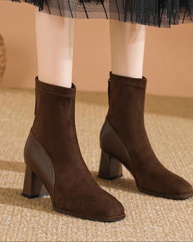 Square head France style boots fashion short boots